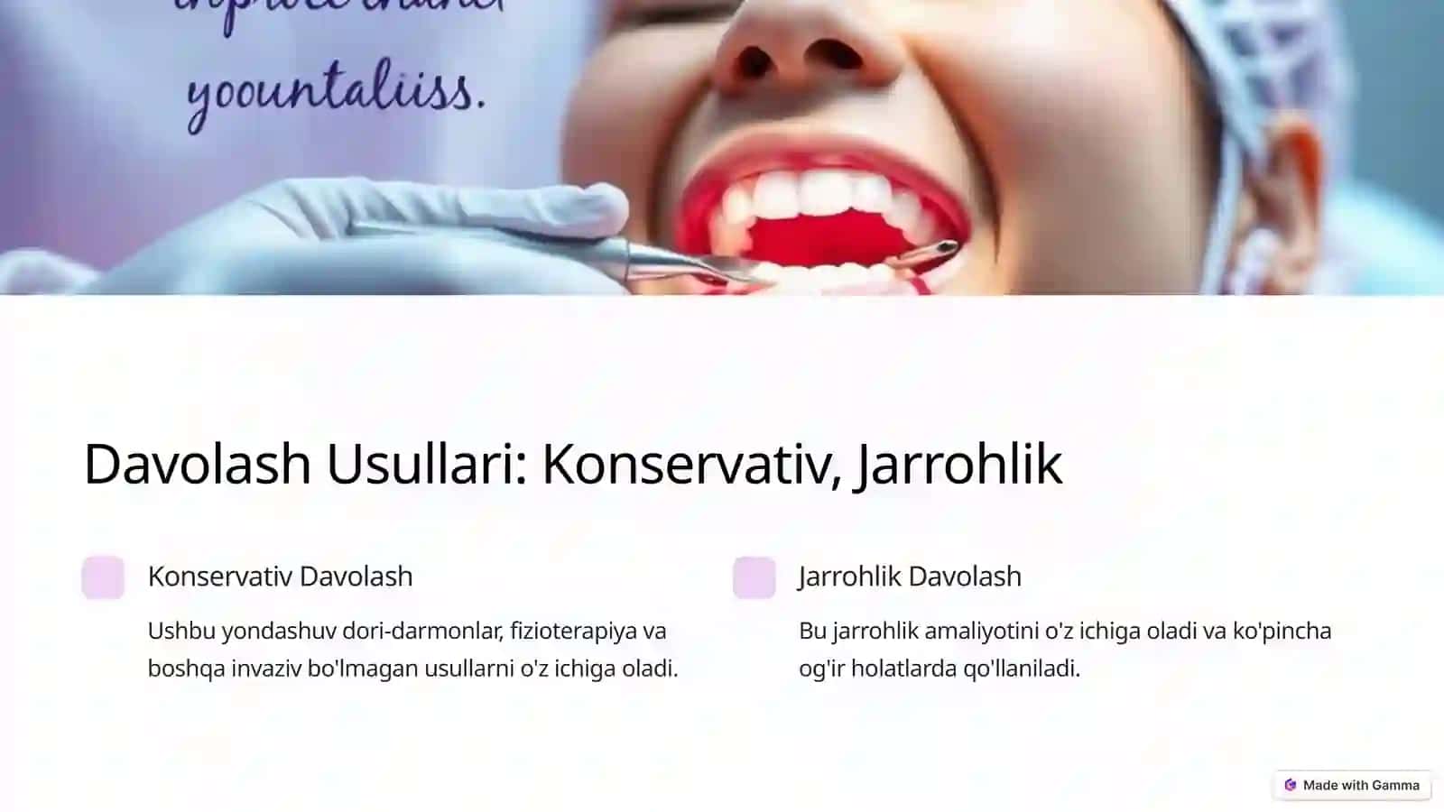 Tish Chiqishi Kasalliklarida Davolash Taktikasini Tanlash 3