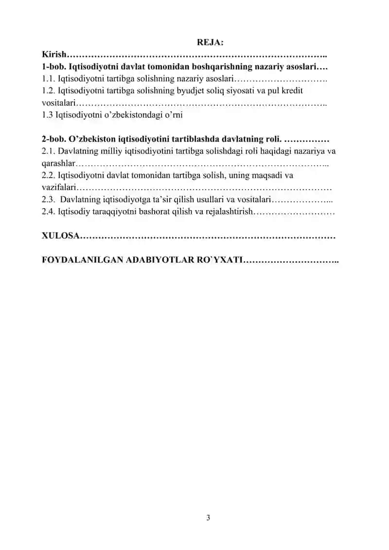 IQTISODIYOTNI DAVLAT TOMONIDAN TARTIBGA SOLISHNING MOHIYATI SHAKILLARI VA USULLARI 3