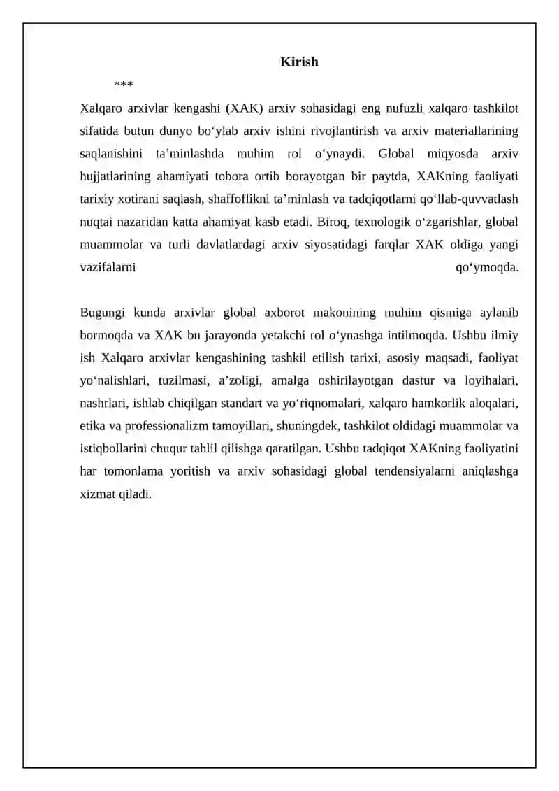 Xalqaro arxivlar kengashi (XAK) asosiy maqsad va faoliyati 3