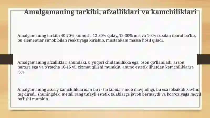 Stomatologiyada ishlatiladigon amalgamalar va ularning xususiyatlari 3