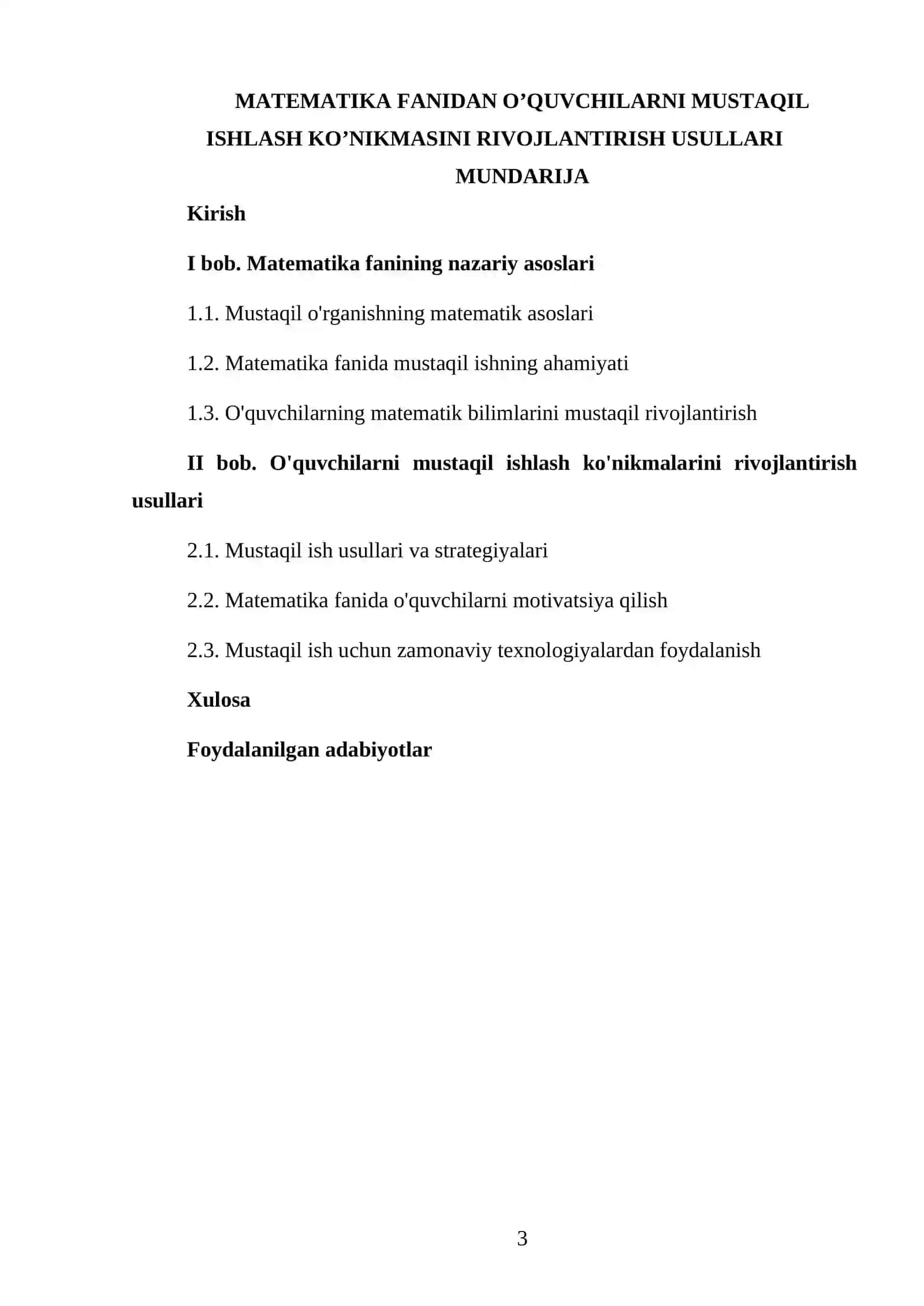Matematika va informatika 4-kurs talabasi bo'yicha kurs 3