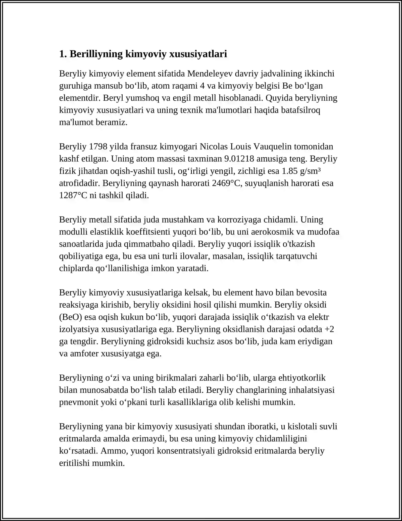 BERILLIY KIMYOSI VA TEXNOLOGIYASI 3