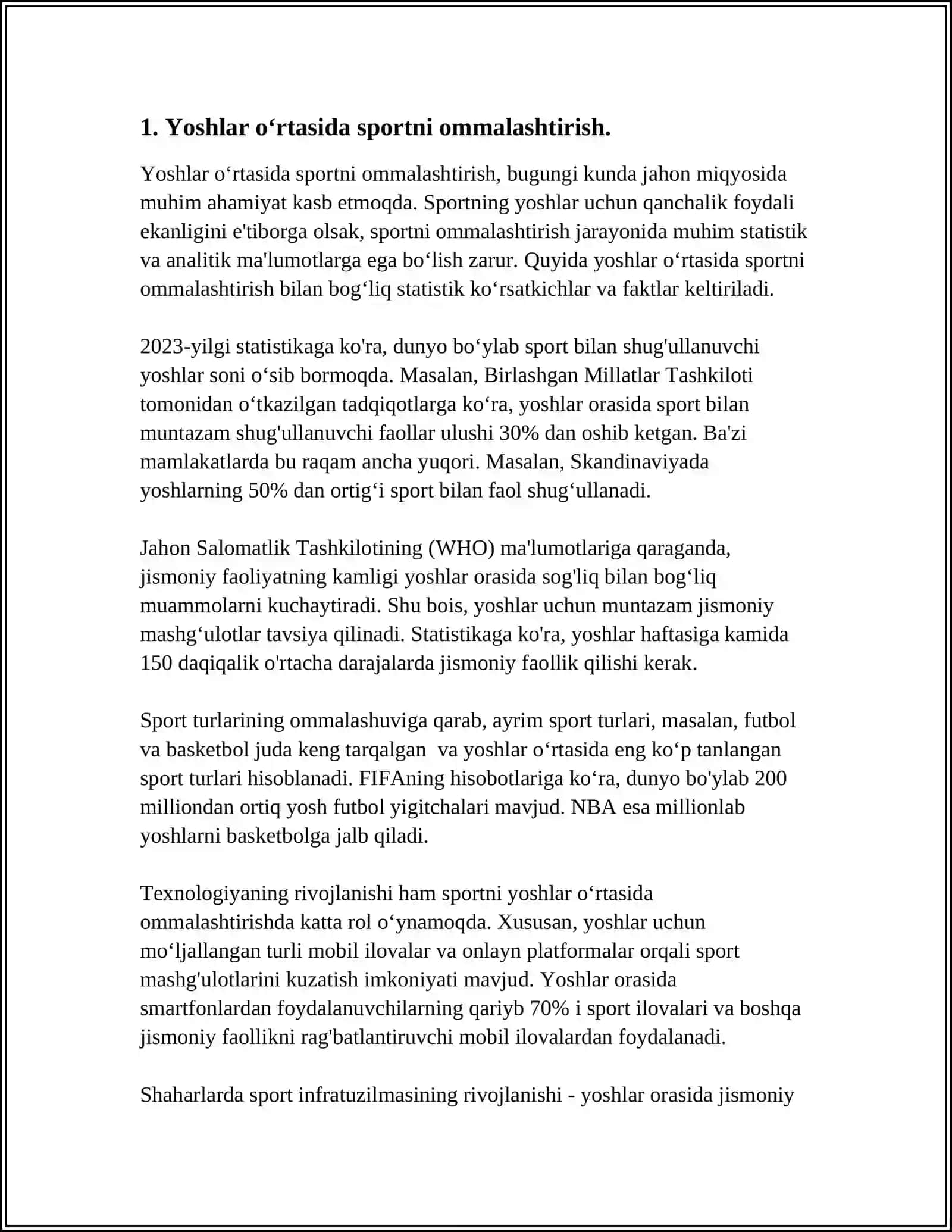 ZAMONAVIY BOSQICHDA JISMONIY TARBIYA VA SPORT SOHASIDA DAVLAT SIYOSATINING ASOSIY YOʻNALISHLARI 3