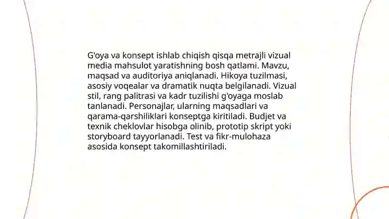 Qisqa metrajli vizual media mahsulotlar yaratish 3