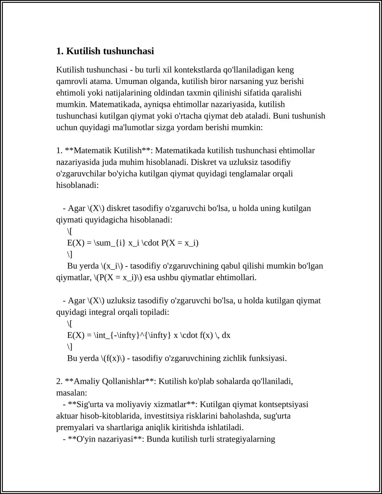 SHARTLI MATEMATIK KUTILISH VA UNING XOSSALARI 3