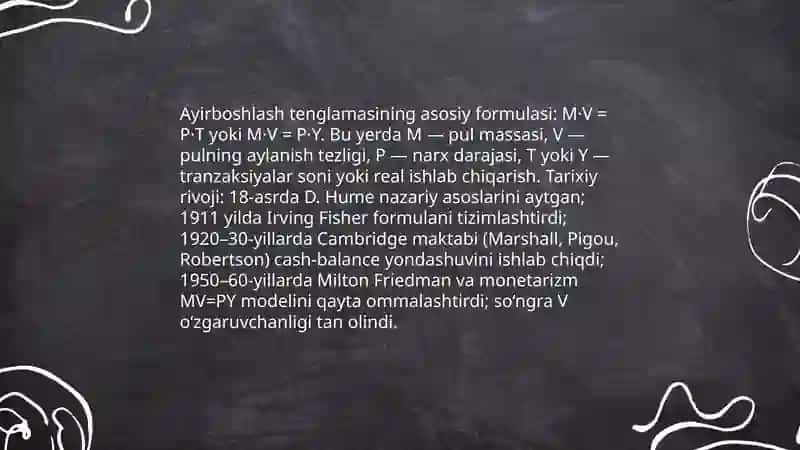 Ayirboshlash tenglamasi va iqtisodiy o‘zgarishlar nazariyasi 3