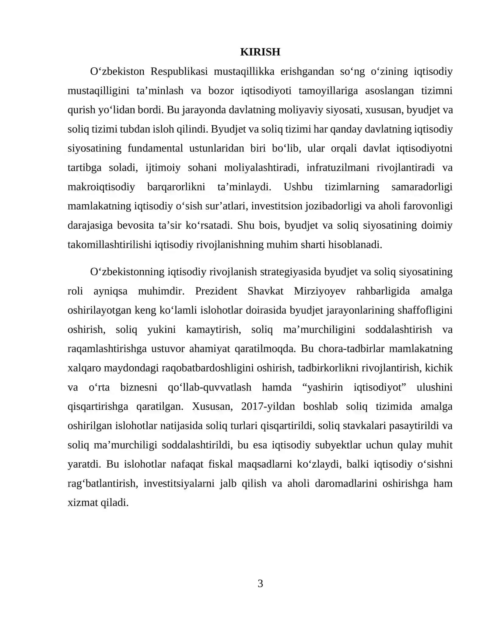O’ZBEKISTON RESPUBLIKASIDA BYUDJET VA SOLIQ TIZIMINI TAKOMILLASHTIRISH YO’LLARI 3