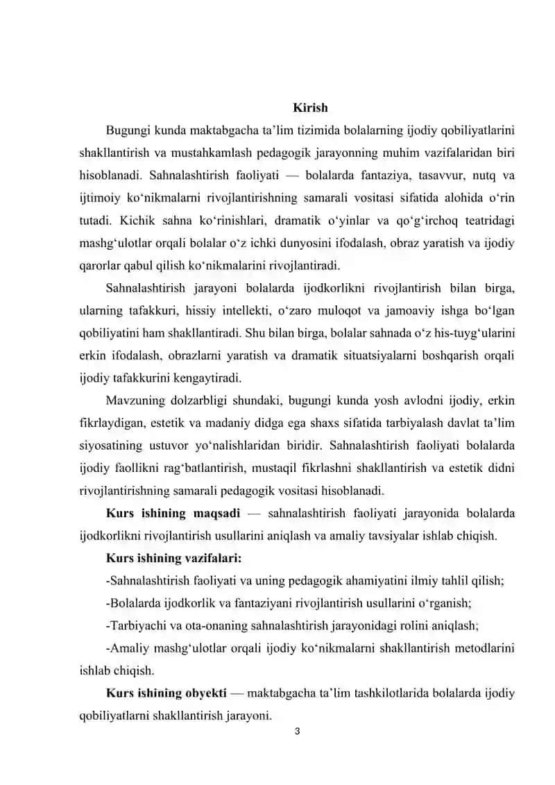 Maktabgacha ta’lim tashkilotida sahnalshtirish faolityatining asosiy maqsadi va vazifasi 3