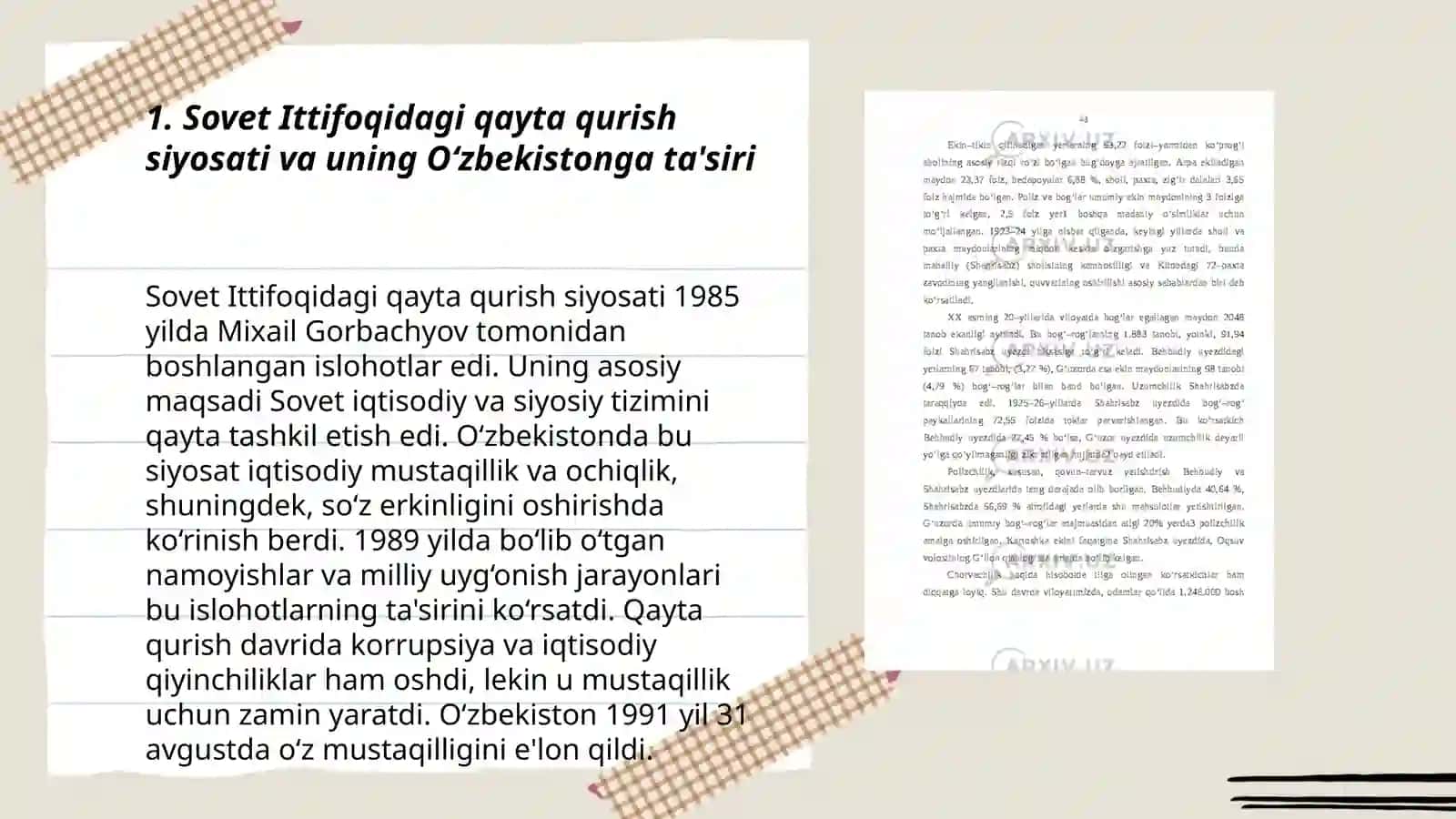 Qayta qurish yillarida O‘zbekistondagi ijtimoiy-siyosiy vaziyat 3