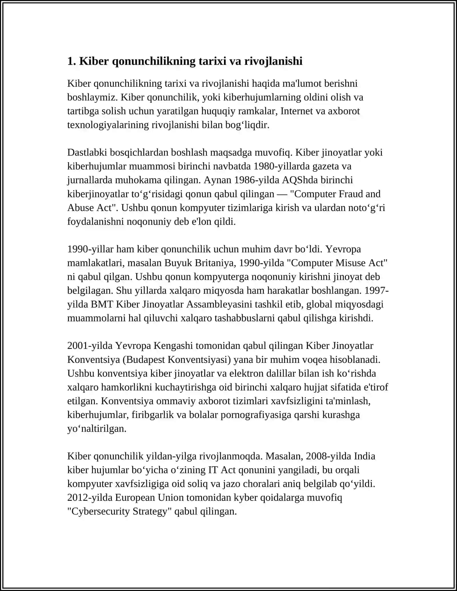 “KIBER QONUNCHILIGI VA INTERNET HUQUQI” FANI VA UNING VUJUDGA KELISH ASOSLARI 3