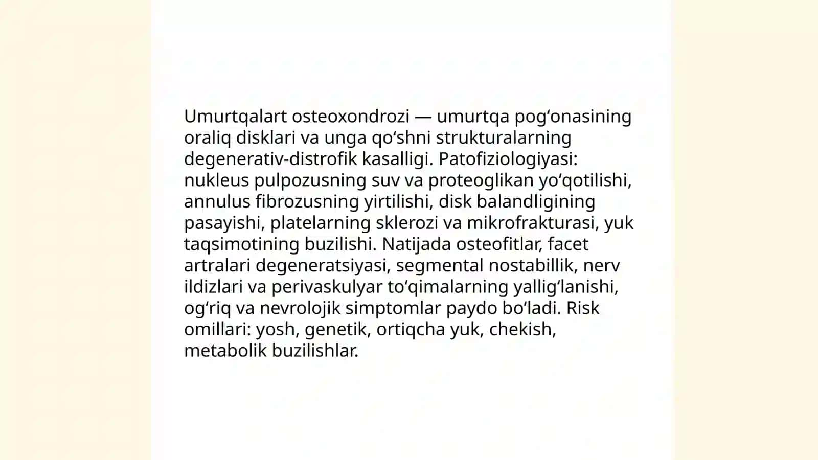 Umurtqalart osteoxondrozi. Spondilyoz. Spondiloartroz 3