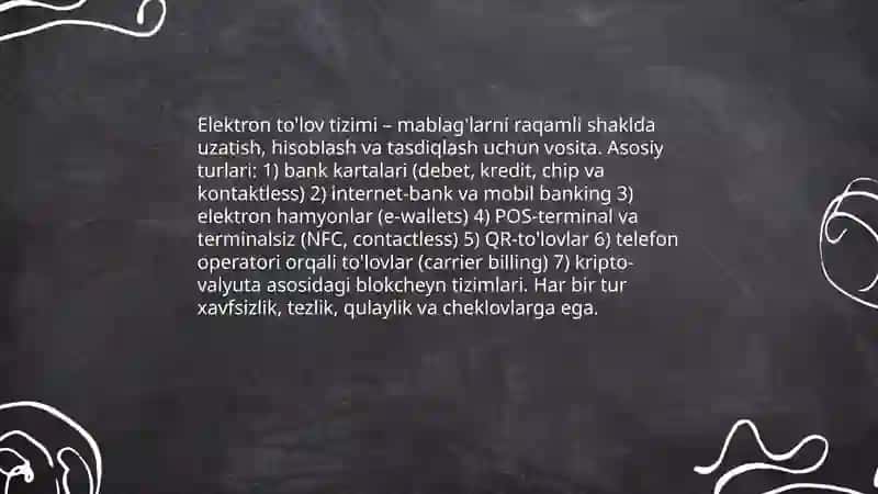 Elektron to’lov tizimlari va ularning iqtisodiy tahlili 3