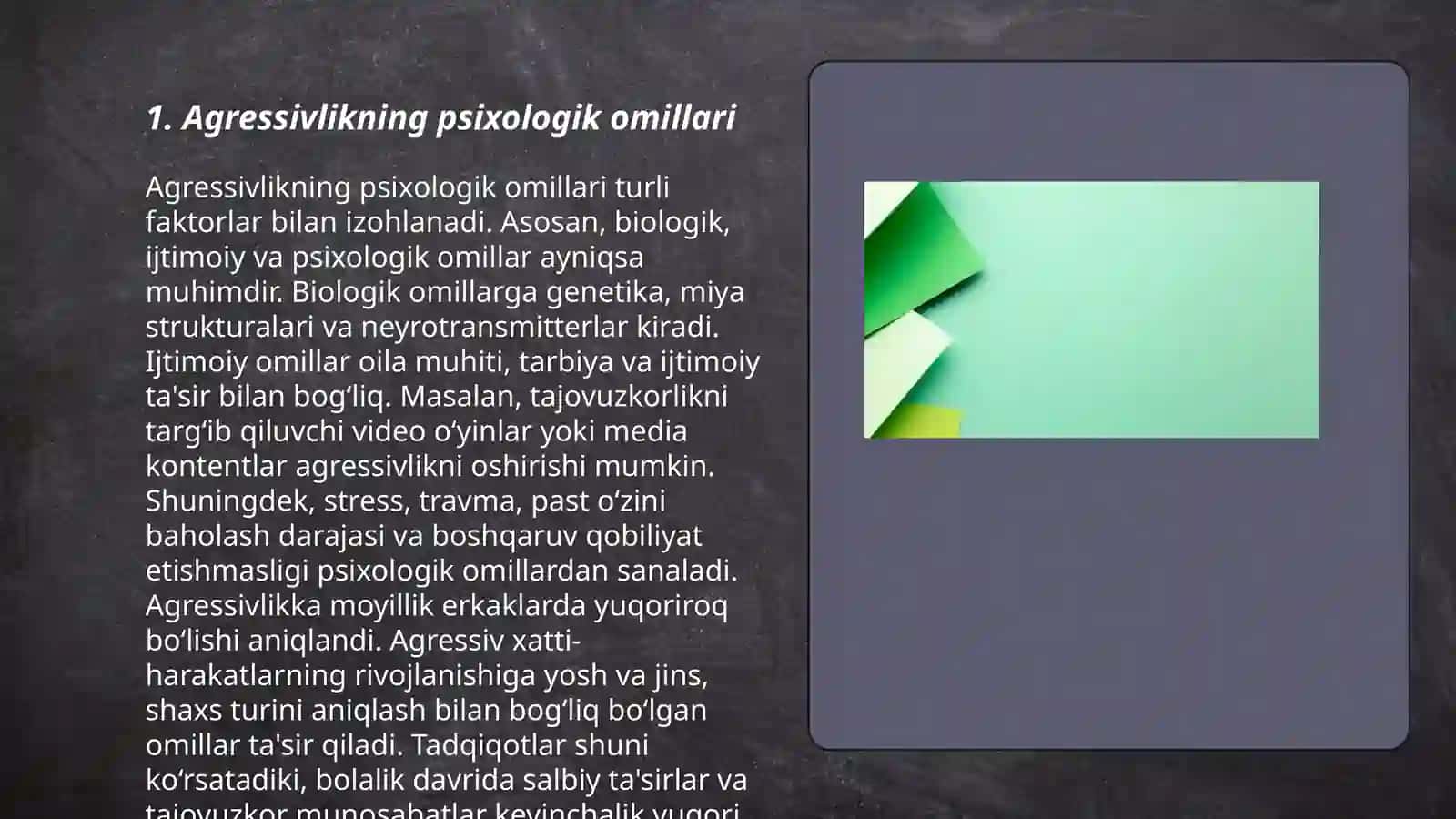 Agressivlikning psixologik omillari 3