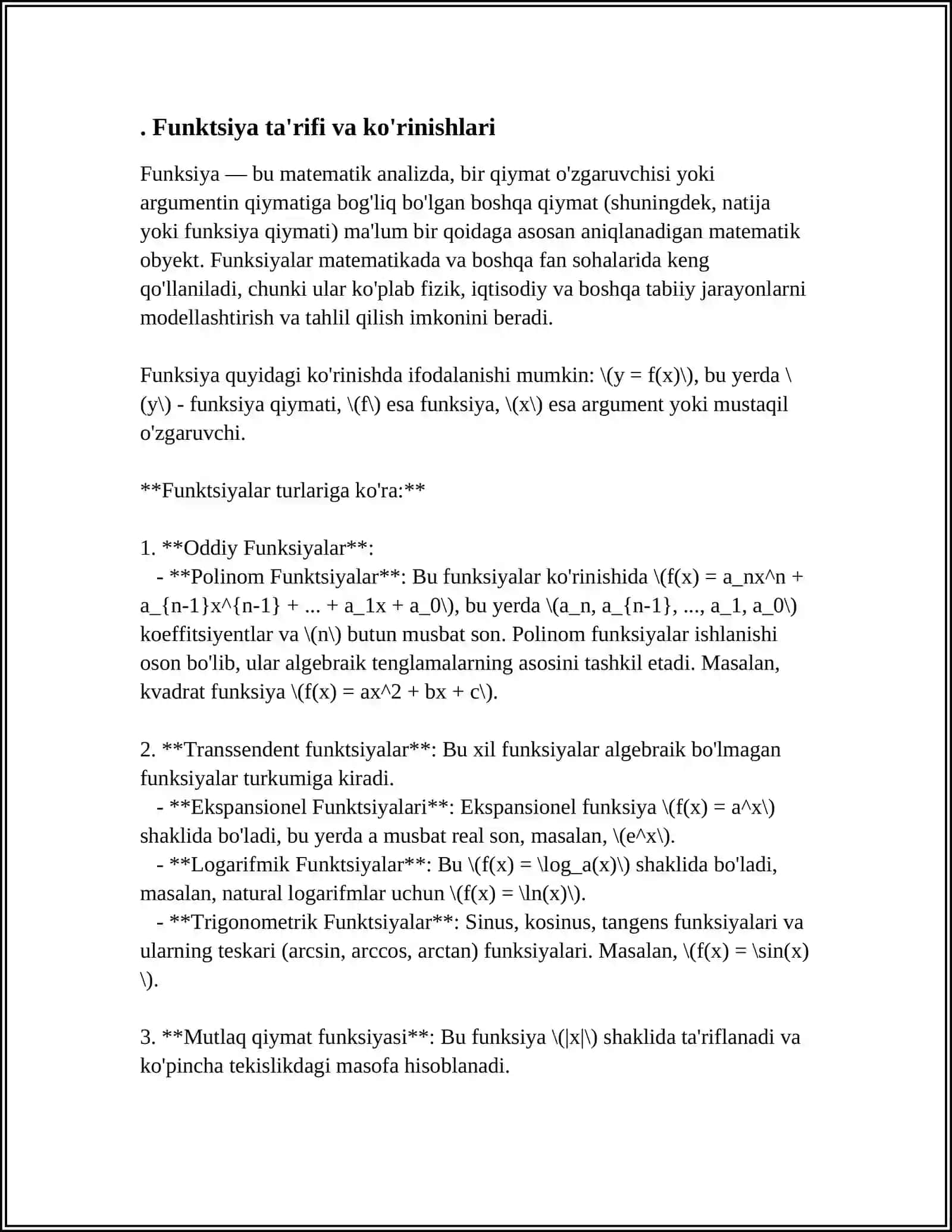 FUNKSIYANI TO’LA TEKSHIRISH VA GRAFIGINI CHIZISH 3