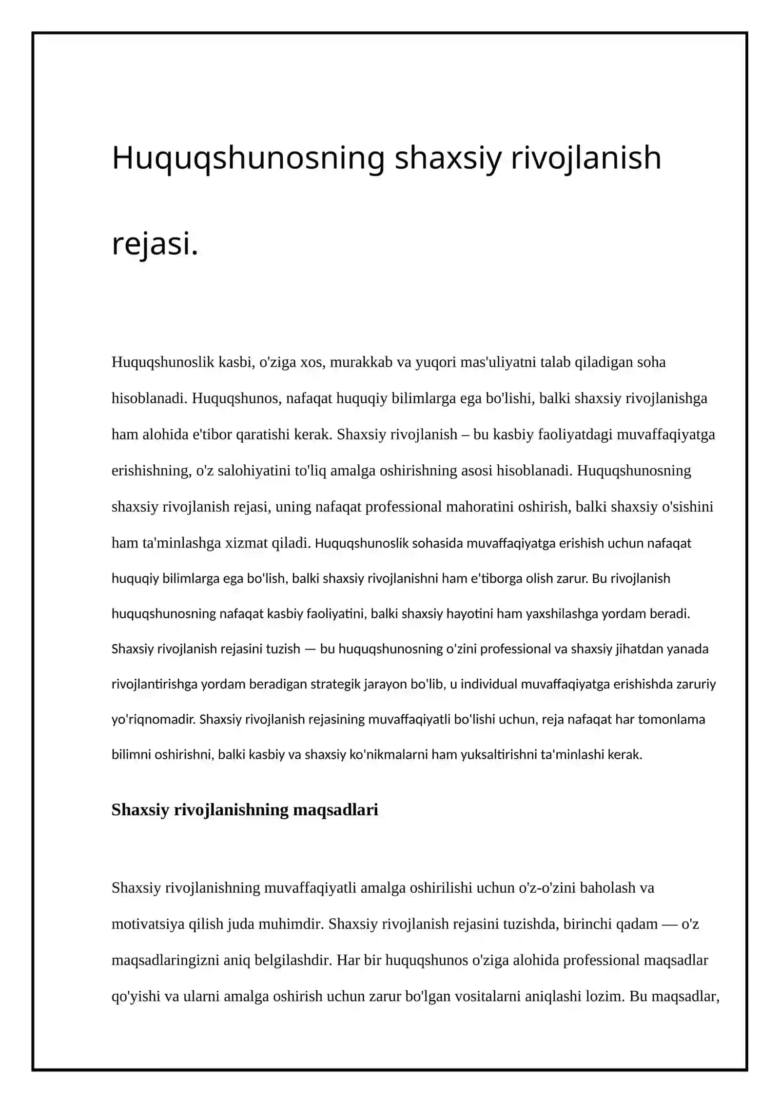 Shaxsiy rivojlanish rejasi 3