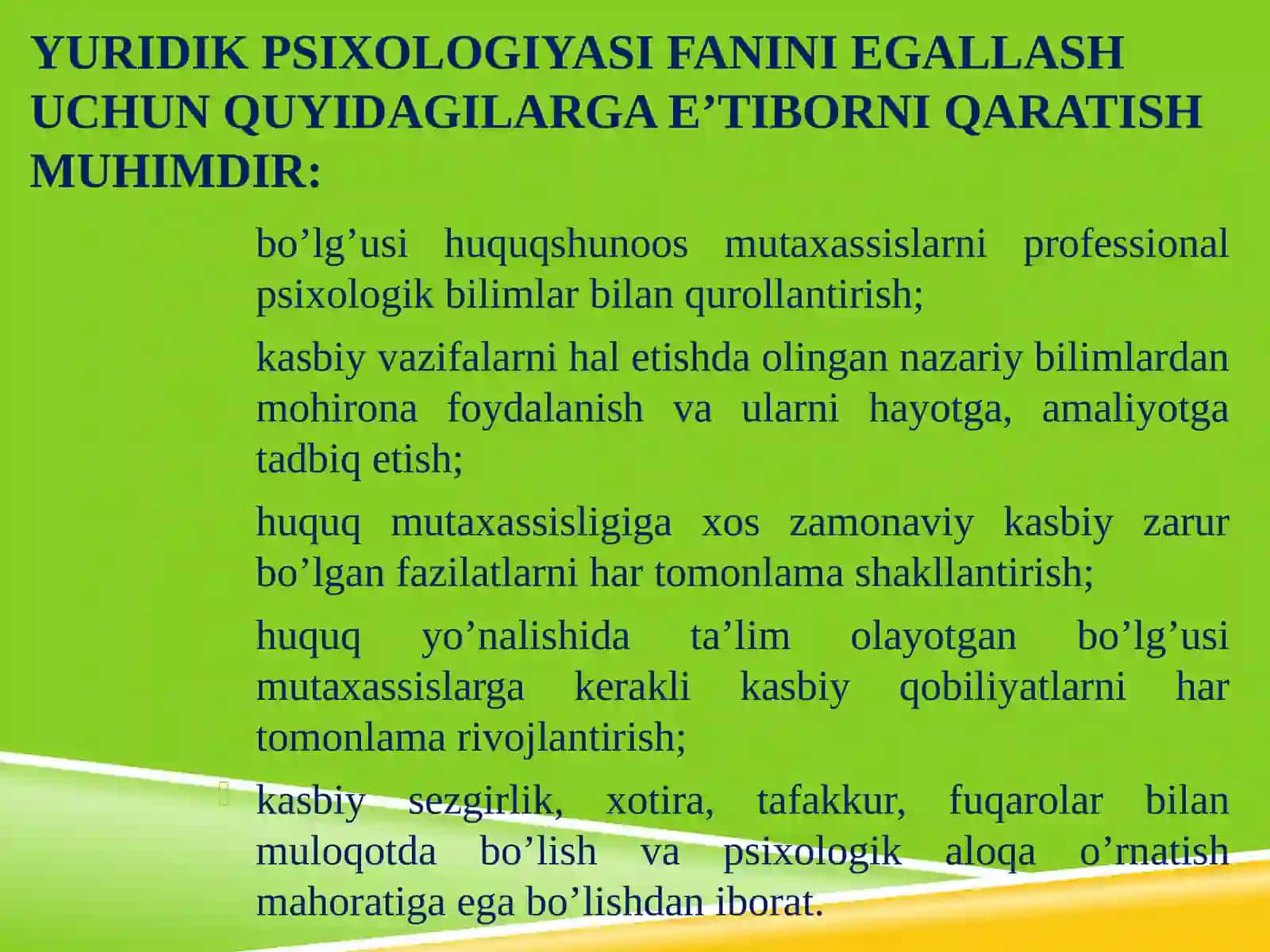 Yuridik Psixologiyani O'rganish Daftar 3
