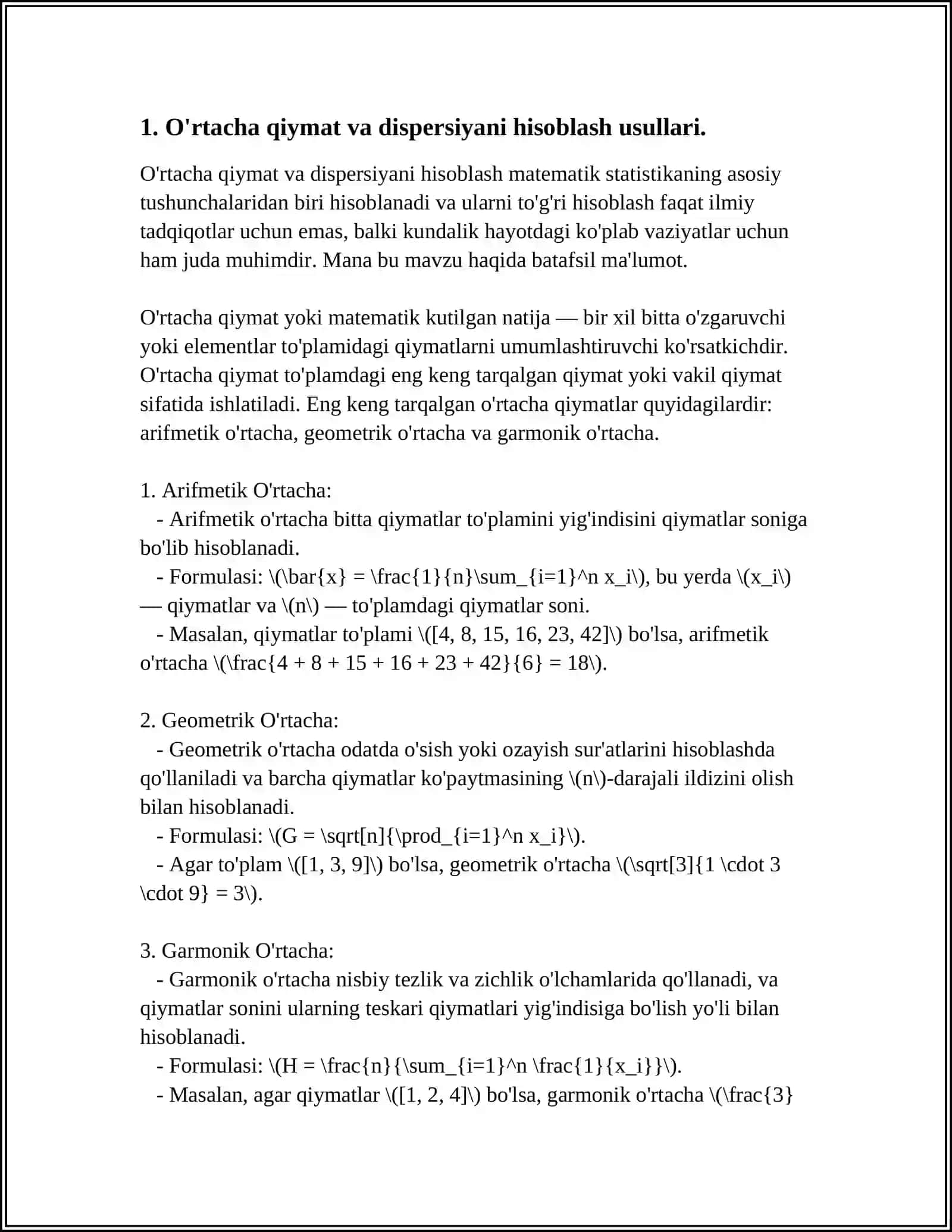 EXCEL VA SPSS DASTURLARDA MARKAZGA INTILISH VA MARKAZDAN QOCHISH TENDENSIYALARINI ANIQLASH 3
