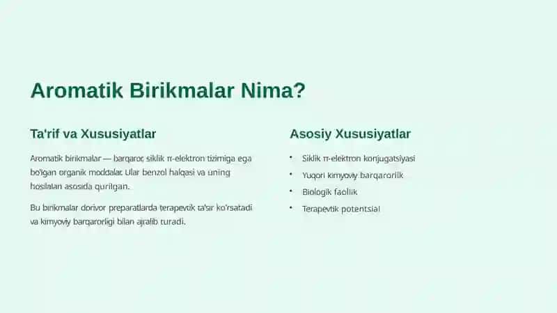 Dorivor preparatlar tarkibidagi 
Yetti a’zoli aromatik birikmalar 3