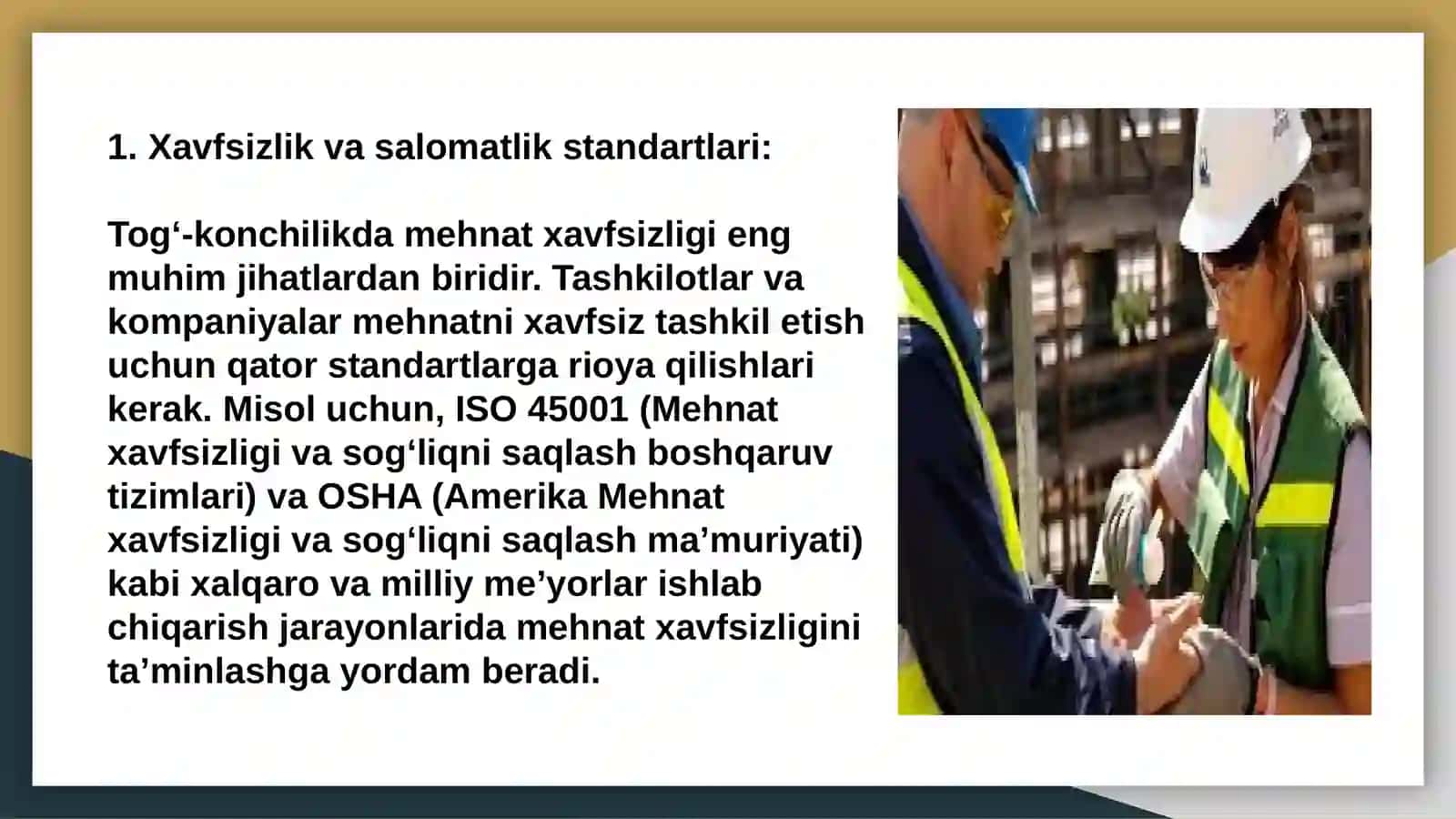 Tog'-konchilik sohasida qo'llaniladigan asosiy standartlar tahlili 3
