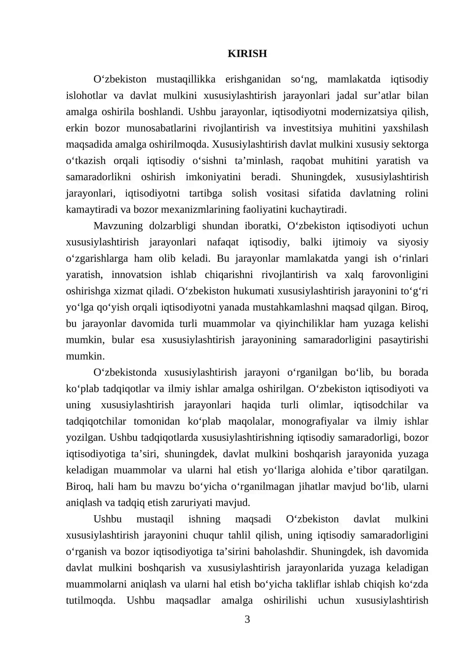O'zbekistonda davlat mulkini xususiylashtirish va boshqarish-iqtisodiyotni tartibga solish vositasi 3