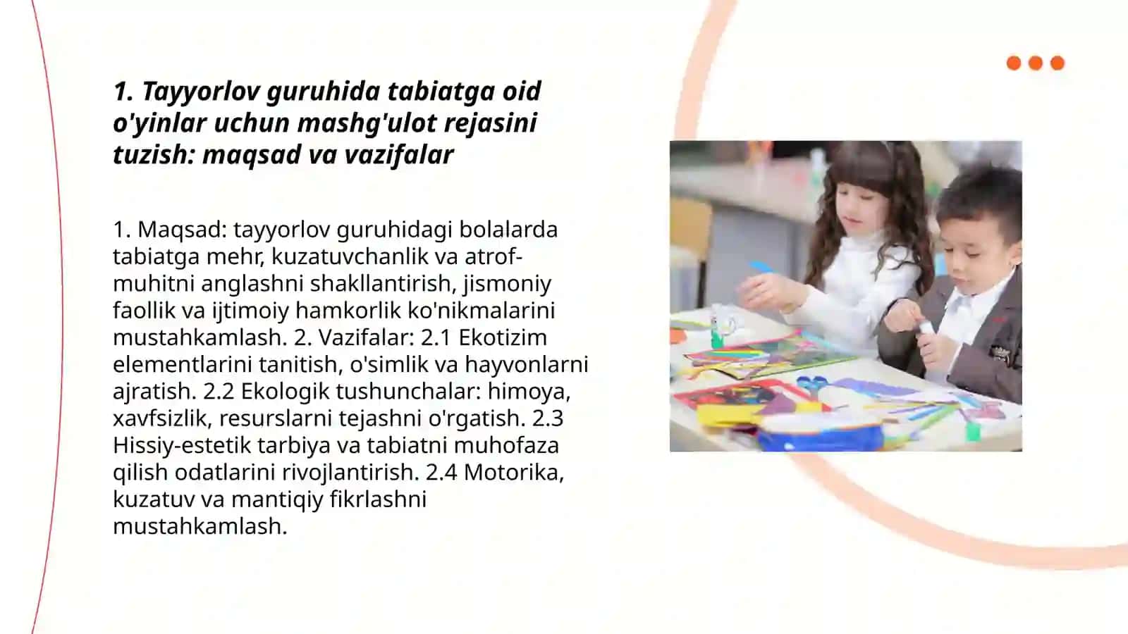 Tayyorlov guruhida tabiatga oid o'yinlarni tashkil etishning mashgulot ishlanmalarini tuzish 3