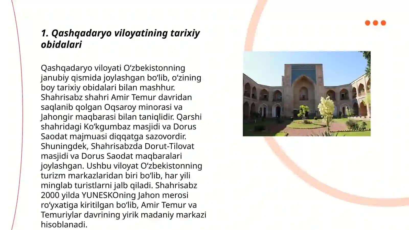 Qashqadaryo viloyati tarixiy obidalari va tabiati 3