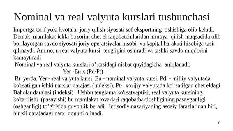 Makroiqtisodiy siyosatning nominal va real valyuta kurslariga ta’siri 3