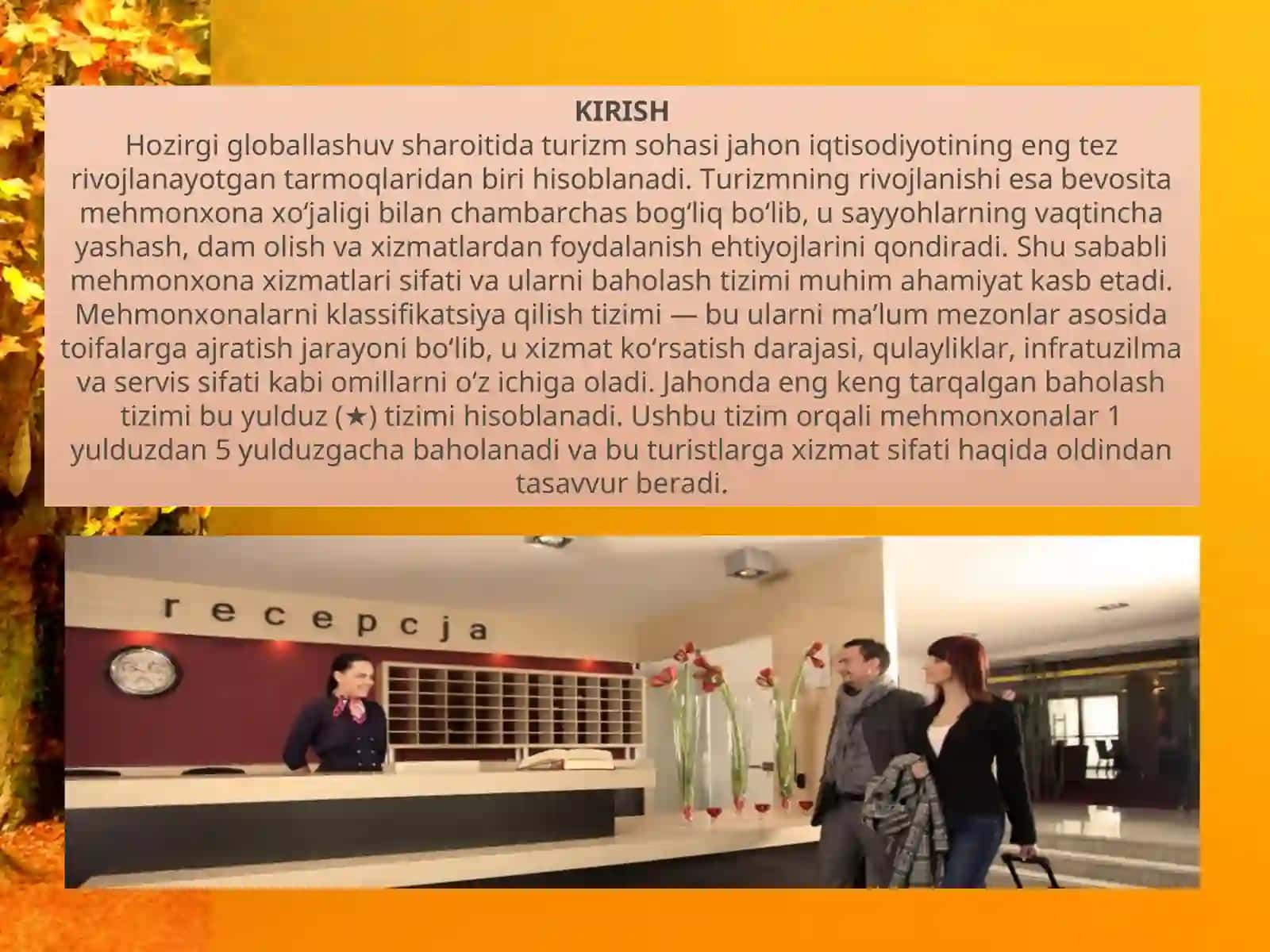 Jahonda mehmonxona klassifikatsiya tizimlari (yulduz turizmi, xalqarostandartlar) 3