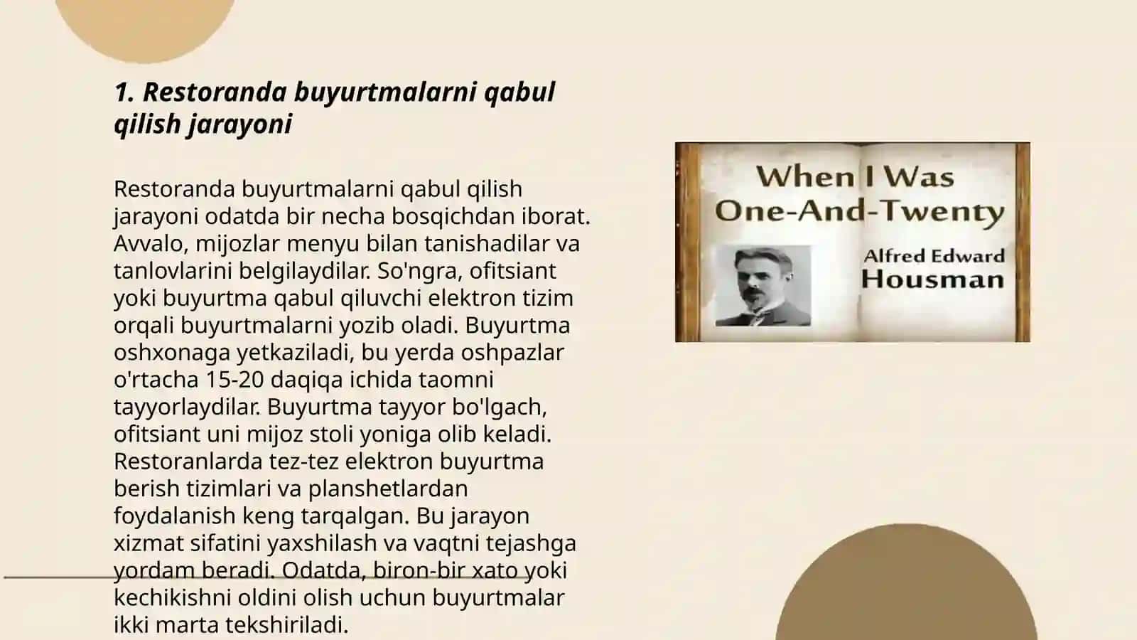 Restoranda buyurtmalarni qabul qilish va bajarish 3