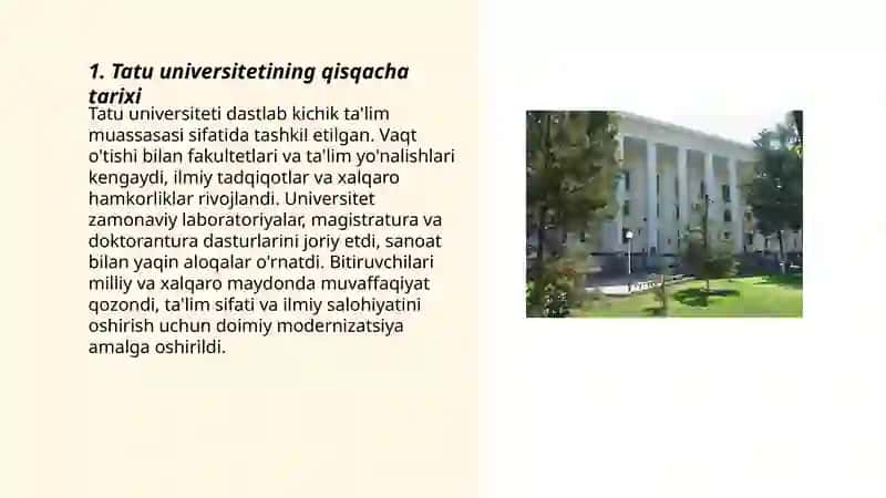 Tatu universiteti dastlab kichik ta'lim muassasasi 3