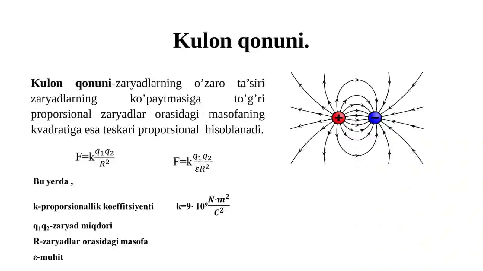 Vakuumda elektrostatik maydon. Maydon kuchlanganligi. Elektrmaydon potensiali 3