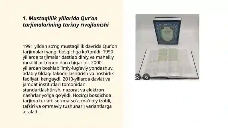 Mustaqillik yillarida Qurʼonning oʻzbek tiliga tarjima qilinishi va uning tasniflari 3