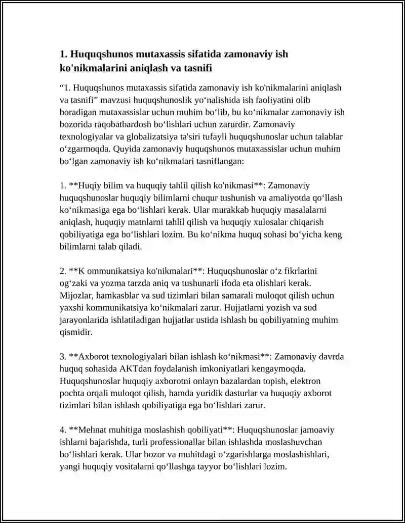HUQUQSHUNOS MUTAXASSIS SHAKLLANISHIDA ZAMONAVIY ISH KO’NIKMALARI VA KOMPETENSIYALARNING ROLI 3