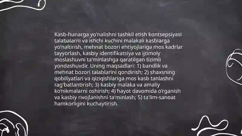 Kasb hunarga yo'nalishni tashkil etish 3