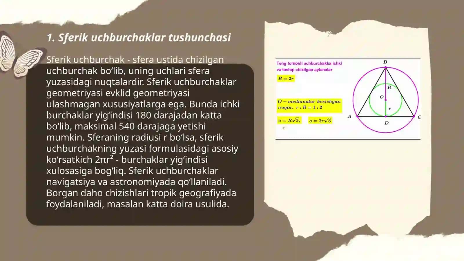 Sferik uchburchak va uning asosiy formulalari 3