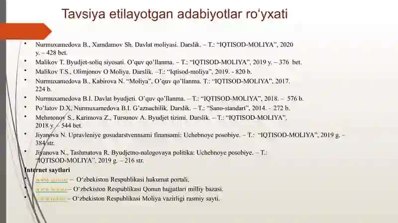BYUDJET TIZIMINING HUQUQIY ASOSLARI. BYUDJET TIZIMINI BOSHQARISH. 3