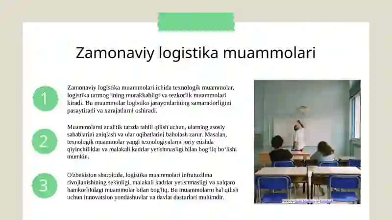 Logistikaning zamonaviy masalalari va  oʻzbekistonda joriy etish imkoniyatlari 3