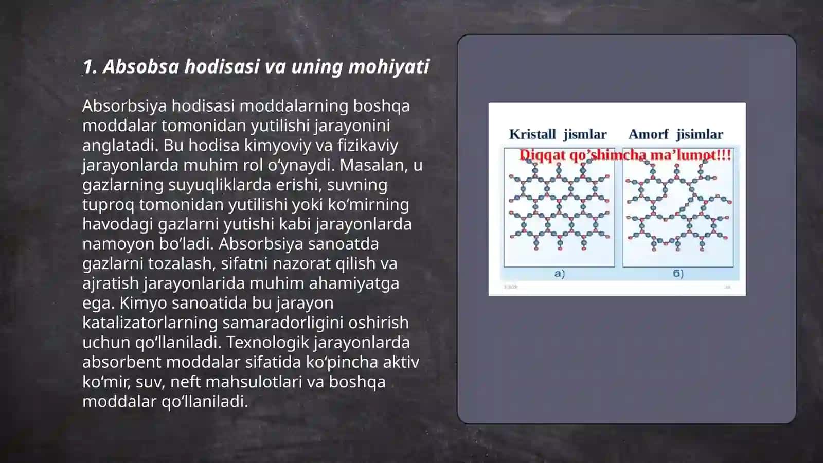 Absobsa hodisasi tushinchasi.Qattiq jism ustidagi absobsa 3