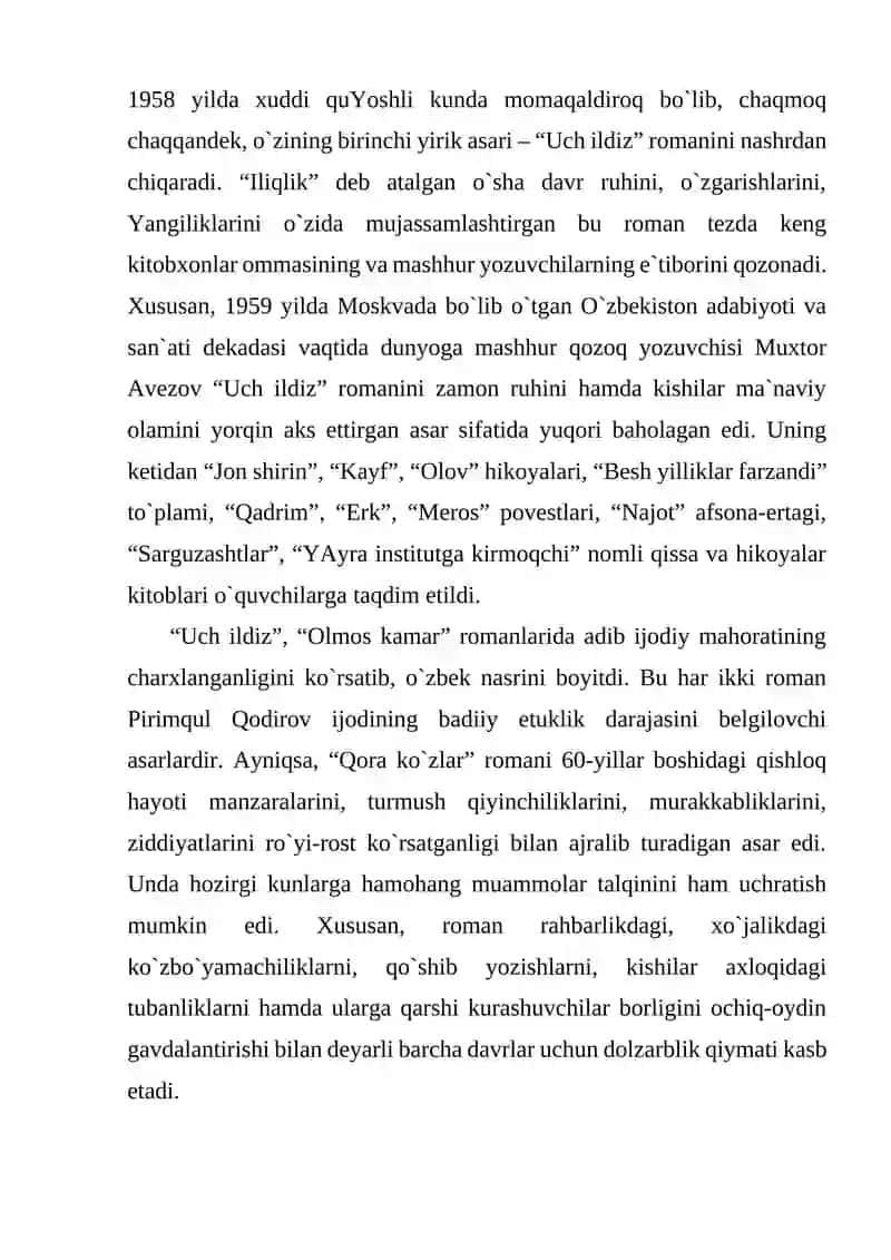 PIRIMQUL QODIROV IJODI 3