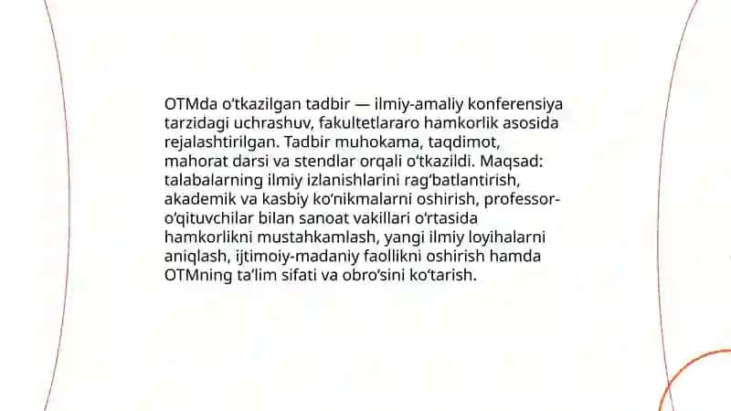 Davriy hisobotlar otmda oʻtkazilgan tadbir toʻgʻrisida hisobot 3