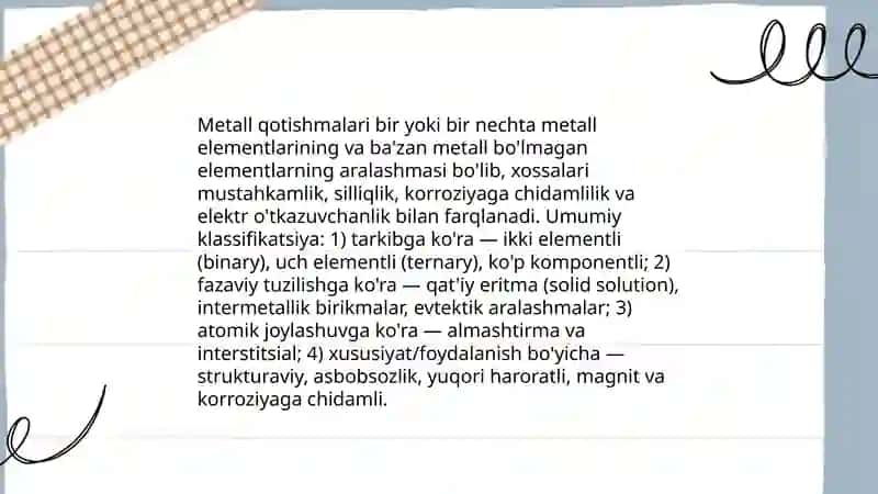 Metall qotishmalari turlari va tarkibini aniqlash 3