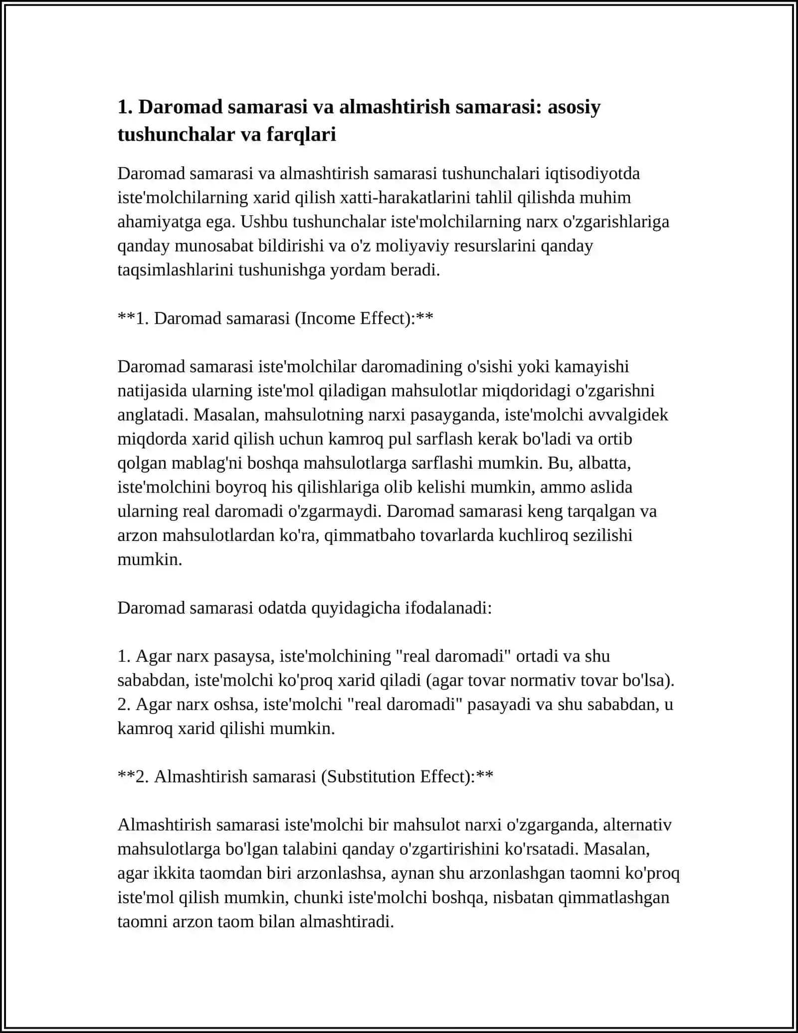 DAROMAD SAMARASI VA ALMASHTIRISH SAMARASI 3