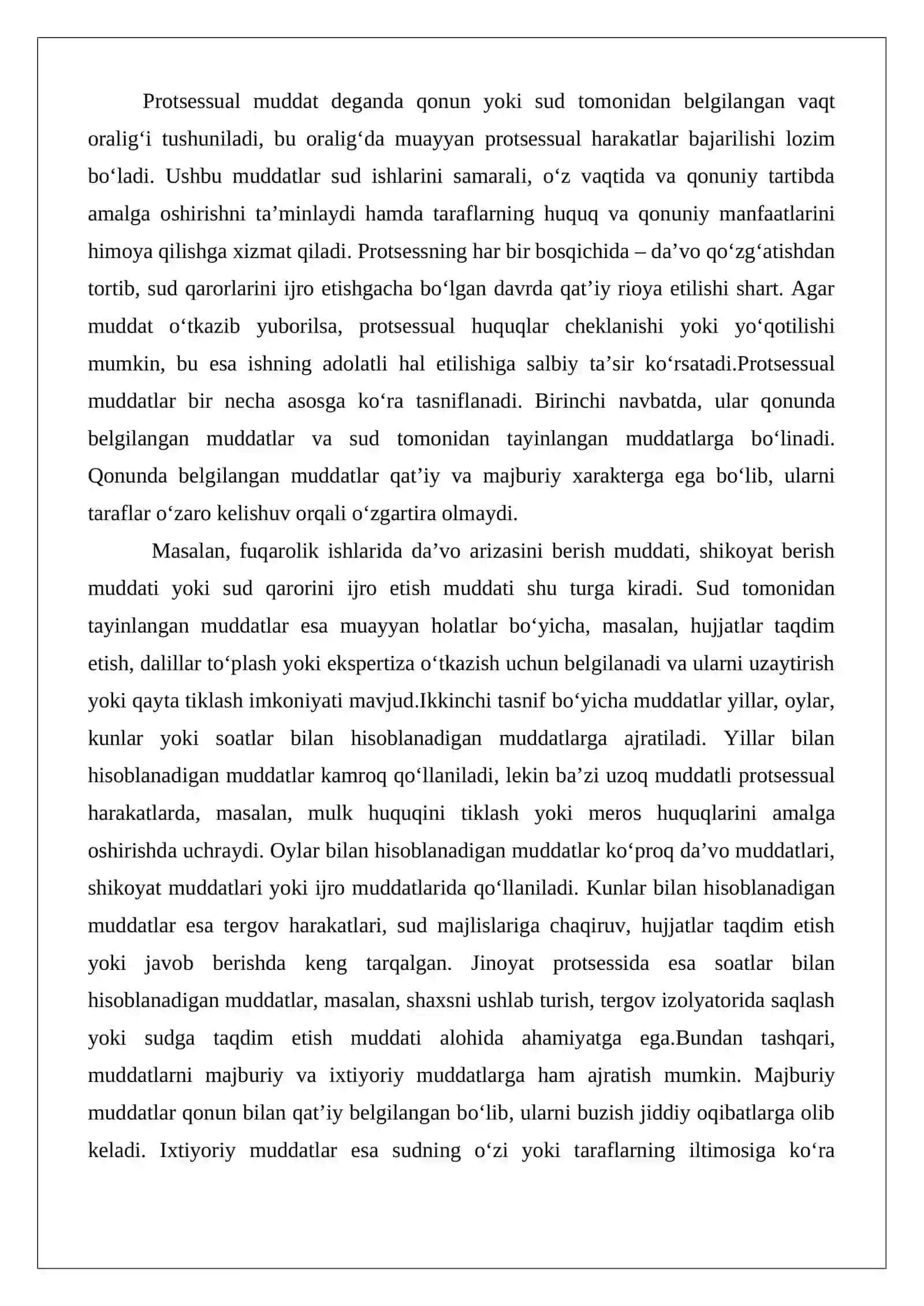 Protsessual muddatlarni hisoblash, to‘xtatib turish, kechiktirish va tiklash, uni o‘tkazib yuborish oqibatlari 3