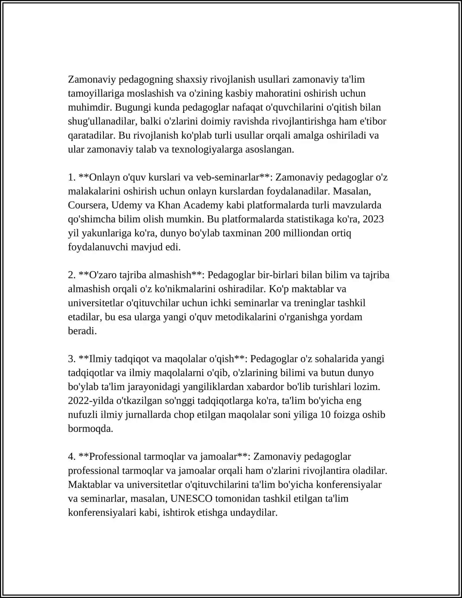 Zamonaviy Óquv Jarayonini Takomillashtirishda Pedagogning Shaxsiy va Kasbiy Ózini Ózi Rivojlantirish Metodikasi 3