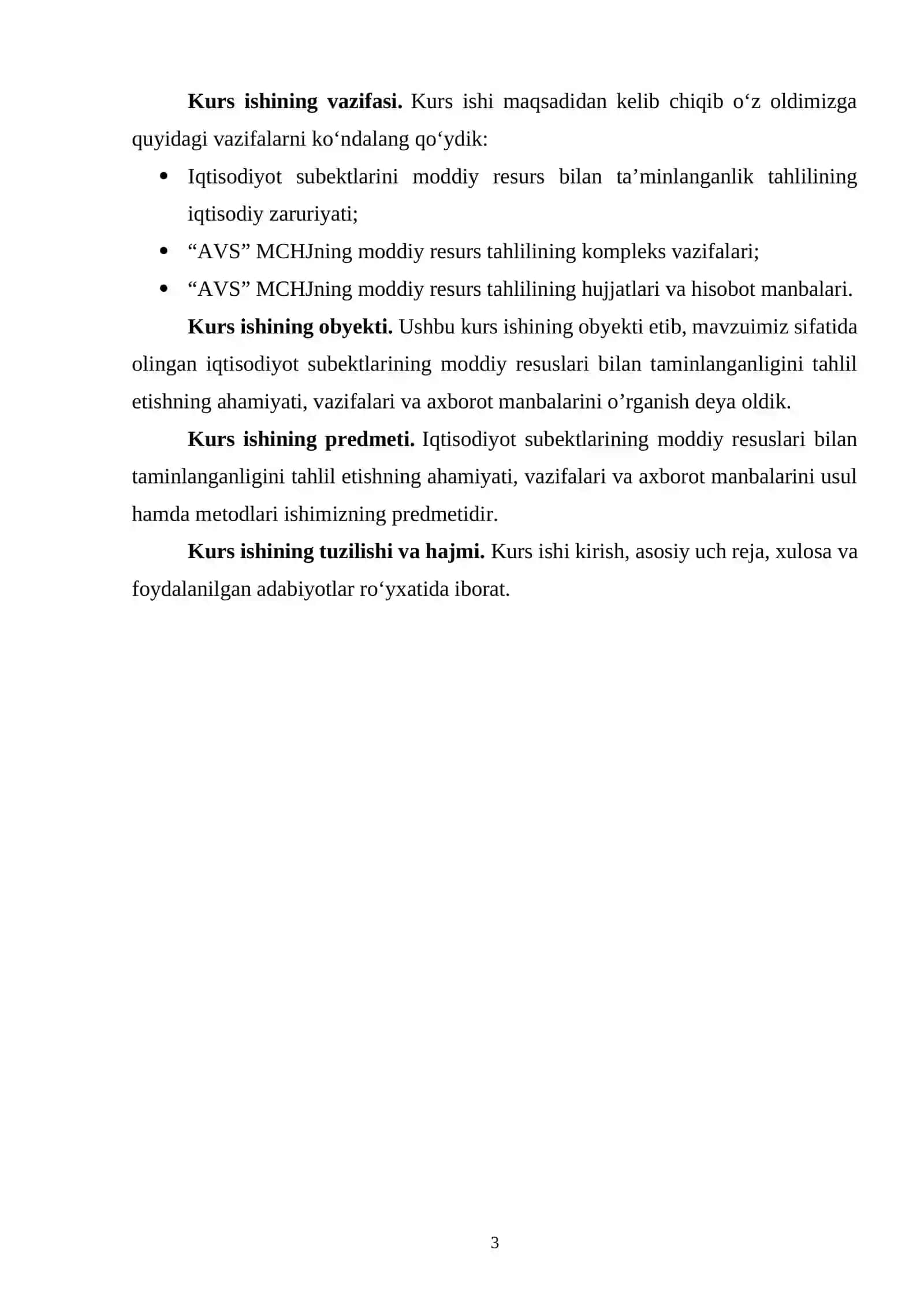 Iqtisodiyot subektlarining moddiy resuslari bilan taminlanganligini tahlil etishning ahamiyati, vazifalari va axborot manbalari 3
