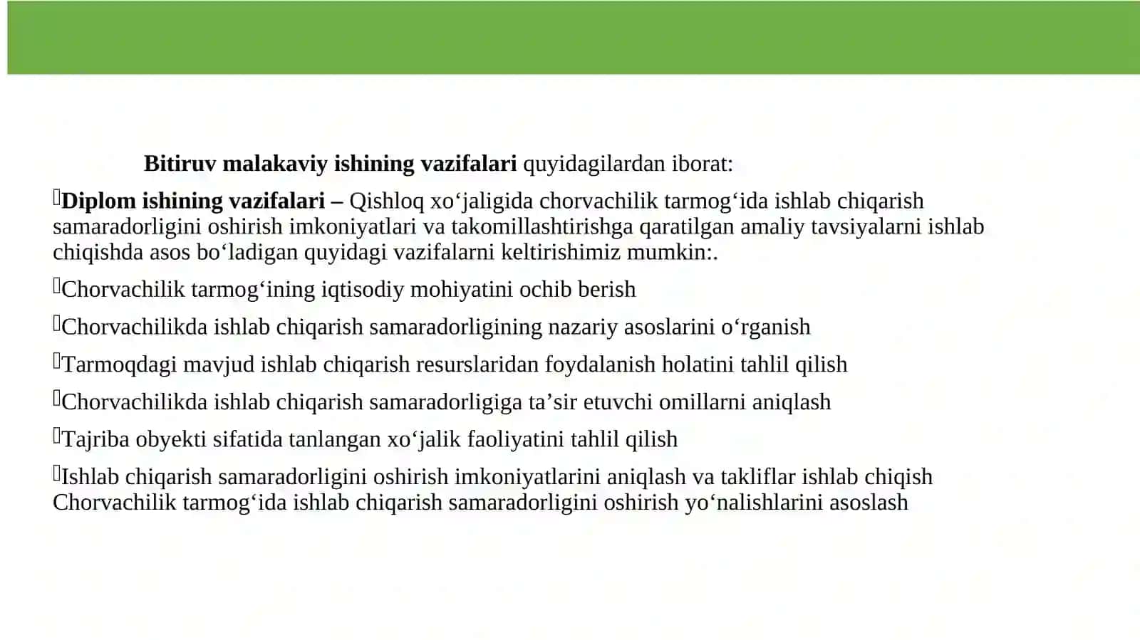 Chorvachilik tarmog’ida ishlab chiqarish samaradorligini oshirish imkoniyatlari 3