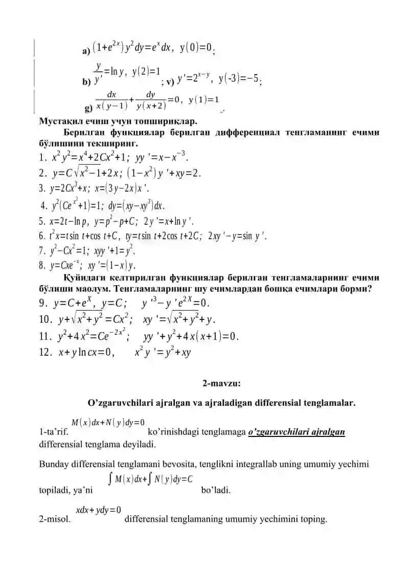 Differensial Tenglamalar 3