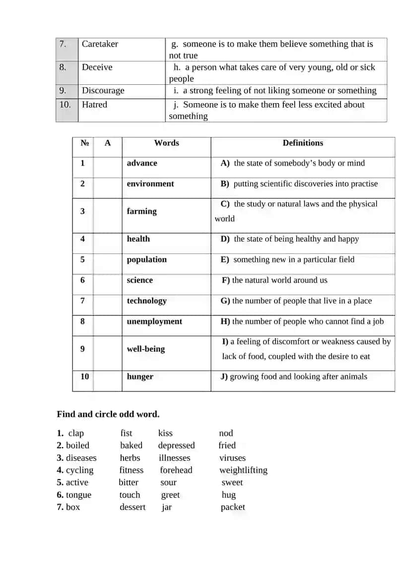 Match the verbs 1-10 to definitions a-j 3