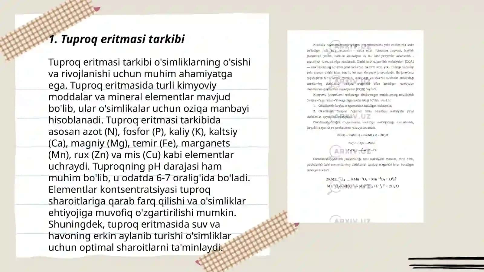 Tuproq eritmasi va tuproqdagi oksidlanish-qaytarilish jarayonlarini oʻrganish 3