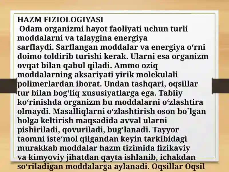 Hazm tizimi faoliyati fiziologiyasi 3